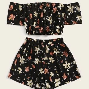 Floral crop top and shorts